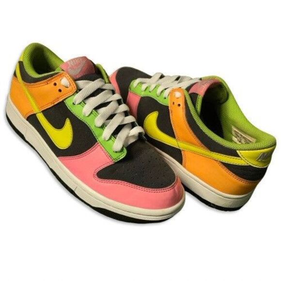 Y2k Nike Dunk Low Multicolor Size 7Y 310569-071-Highlighter/Yellow/ Green/Orange - Picture 1 of 14